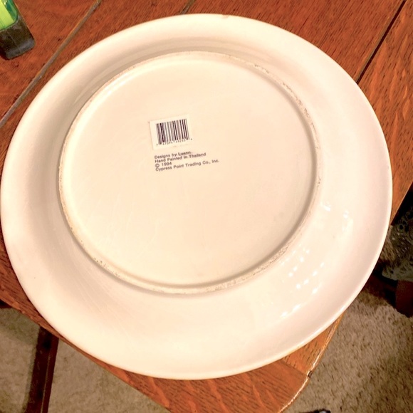 Vintage 1994 platter w/spongeware yellow/green border. 12 in. Small chip on back - Picture 10 of 12